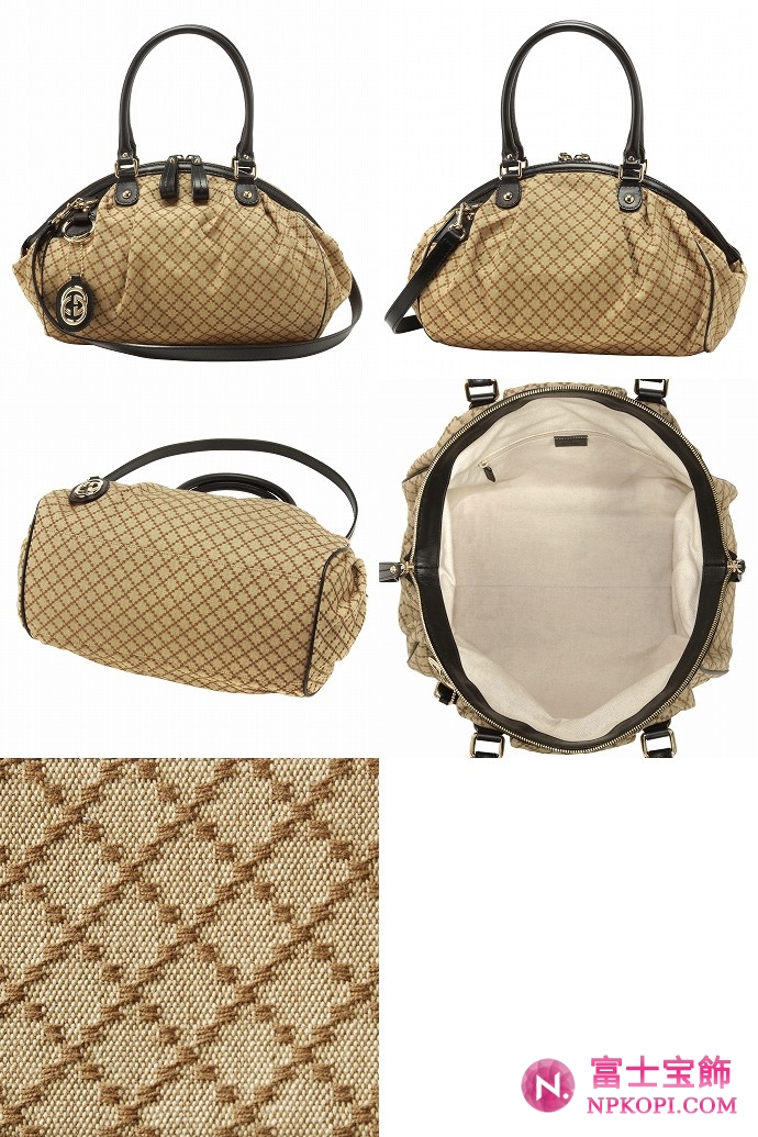 GUCCI/グッチ 2012年春夏SUKEYディアマンテ柄Gチャーム付きミディアムボストンバッグ 223974 FAGEG 9769 
